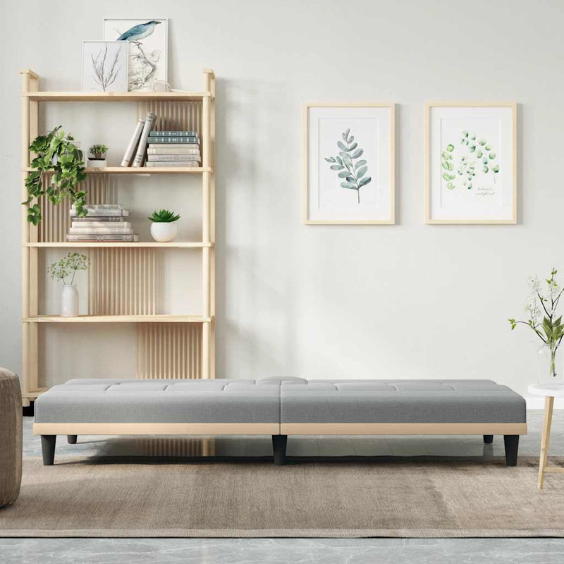 Canapea extensibilă cu suporturi de pahar, gri deschis, textil