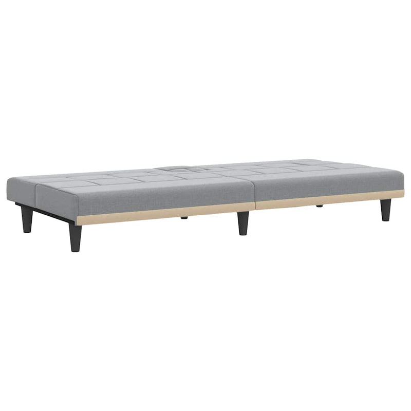 Canapea extensibilă cu suporturi de pahar, gri deschis, textil