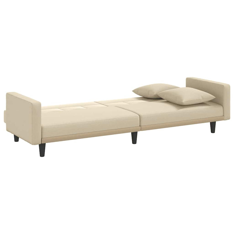 Canapea extensibilă, cu perne, crem, material textil
