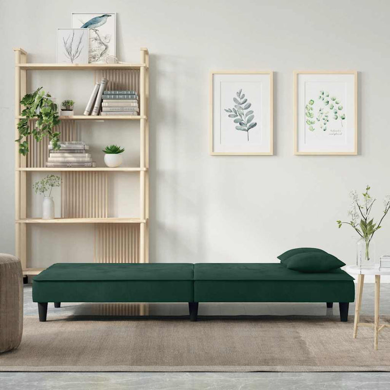 Canapea extensibilă, verde închis, catifea
