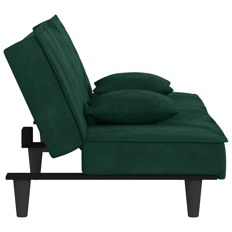 Canapea extensibilă, verde închis, catifea