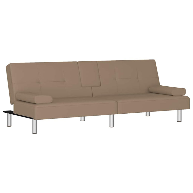 Canapea extensibilă cu suport pahare, capucino, piele ecologică