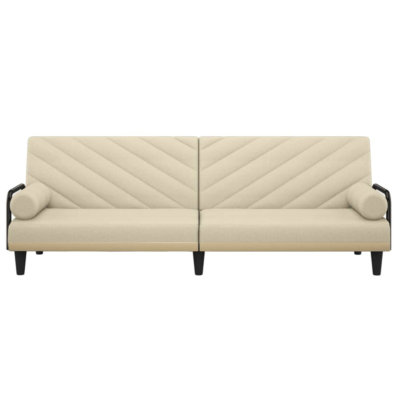 Canapea extensibilă cu cotiere, crem, material textil