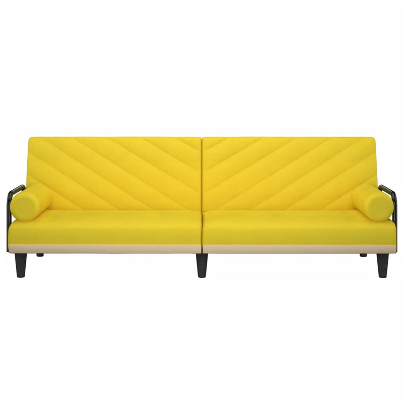 Canapea extensibilă cu cotiere, galben deschis, textil