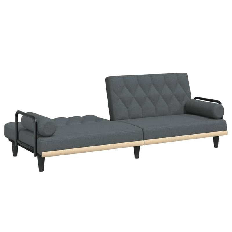 Canapea extensibilă cu cotiere, gri închis, textil