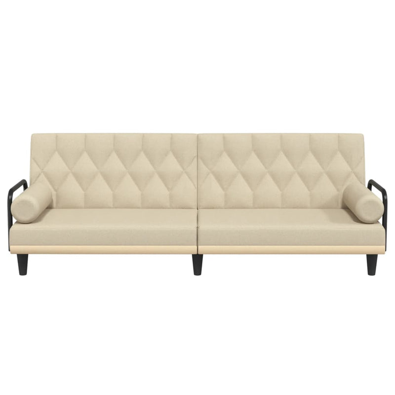 Canapea extensibilă cu cotiere, crem, material textil