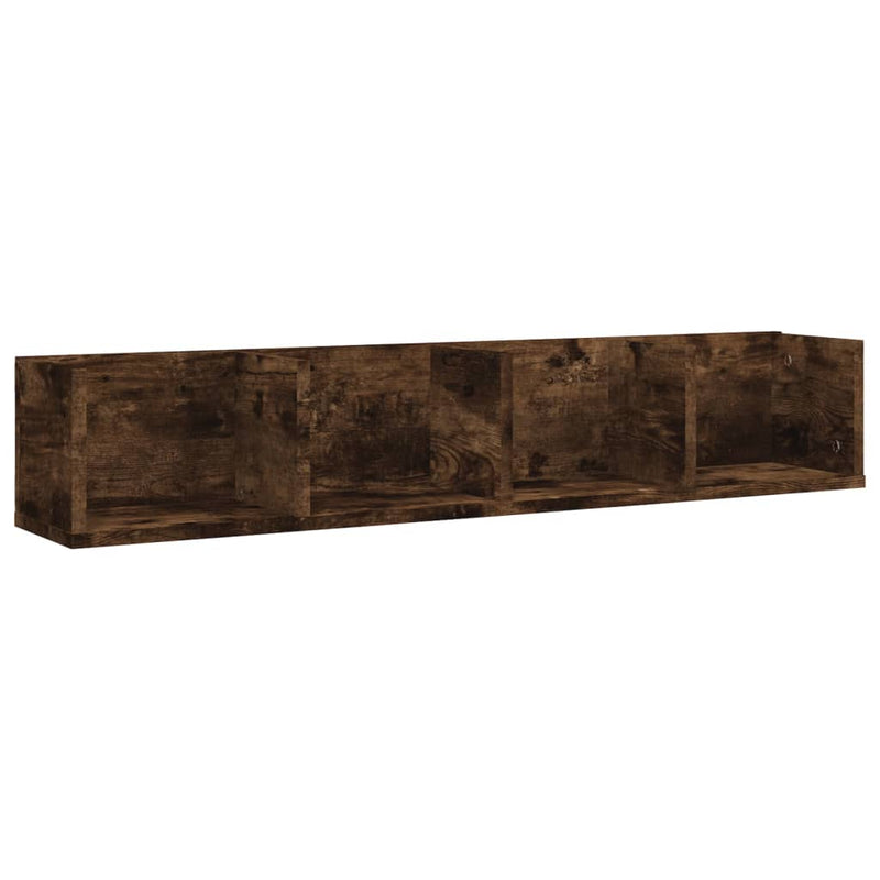 Raft de perete CD-uri, stejar fumuriu, 100x18x18 cm, lemn