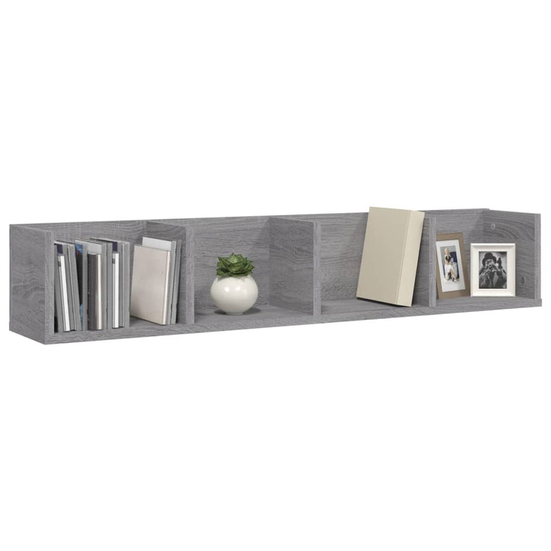Raft de perete CD-uri, gri sonoma, 100x18x18 cm, lemn prelucrat