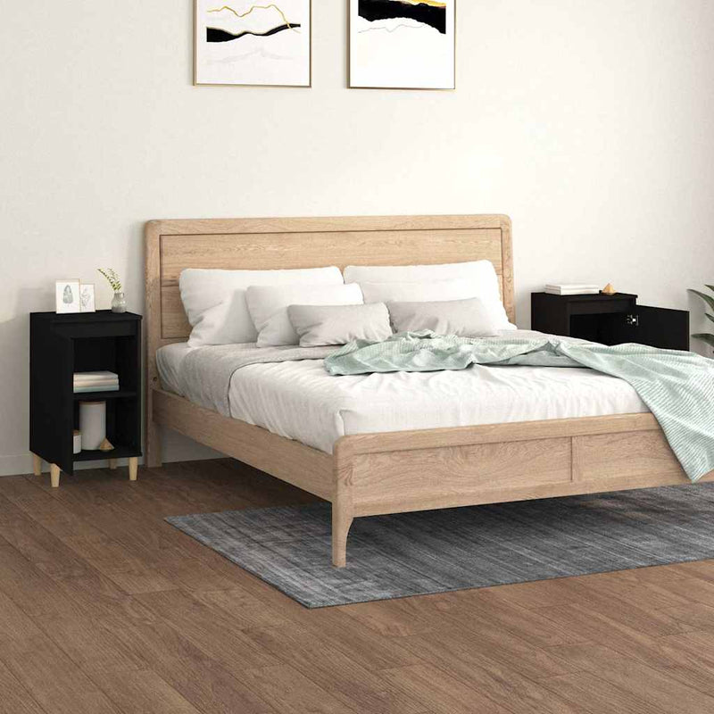 Noptiere, 2 buc, negru, 40x35x70 cm, lemn prelucrat