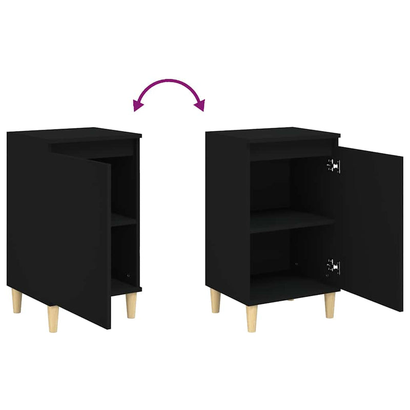 Noptiere, 2 buc, negru, 40x35x70 cm, lemn prelucrat