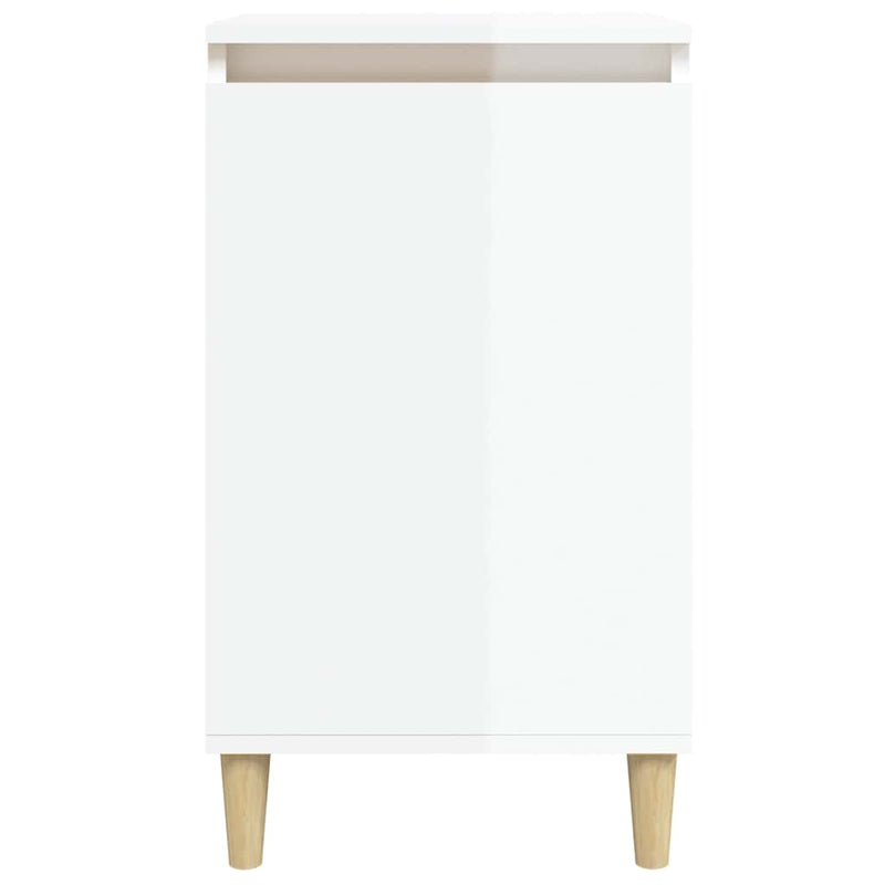 Noptiere, 2 buc., alb extralucios, 40x35x70 cm, lemn prelucrat