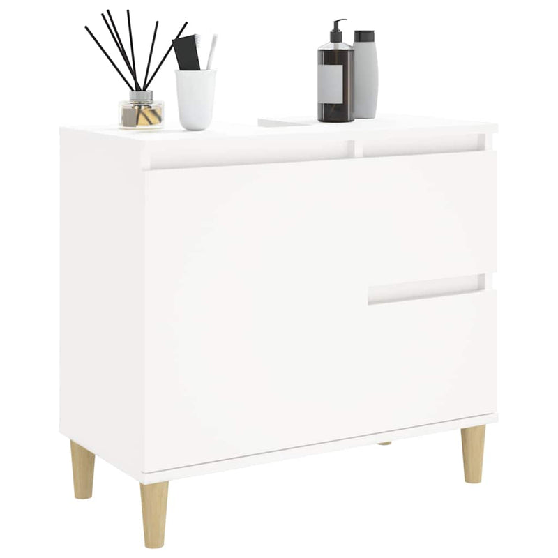 Dulap de baie, alb, 65x33x60 cm, lemn prelucrat