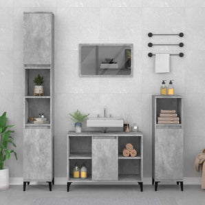 Dulap de chiuvetă, gri beton, 80x33x60 cm, lemn prelucrat