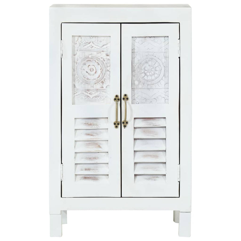 Servantă, alb, 55x30x90 cm, lemn masiv de acacia