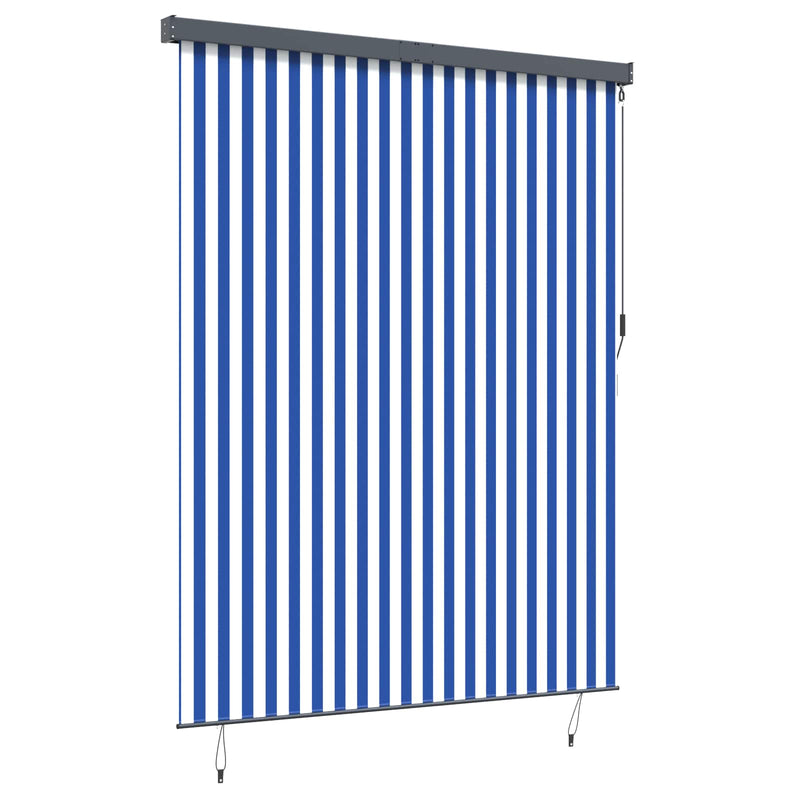 Rulou textil Albastru și Alb 220 x 250 cm Țesătură și Aluminiu