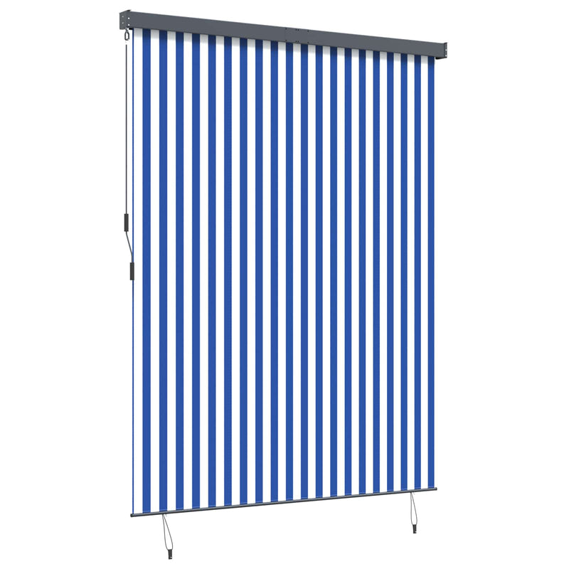Rulou textil Albastru și Alb 220 x 250 cm Țesătură și Aluminiu