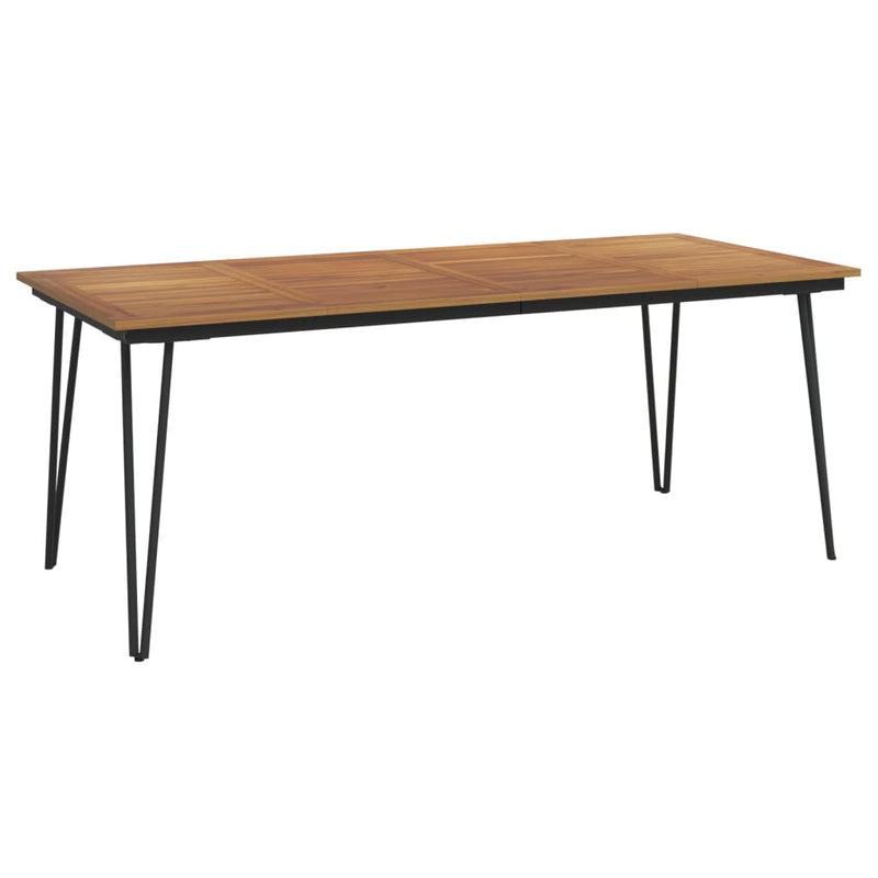 Masă grădină picioare formă ac de păr 200x90x75 cm, lemn acacia