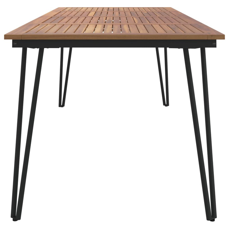 Masă grădină picioare formă ac de păr 200x90x75 cm, lemn acacia