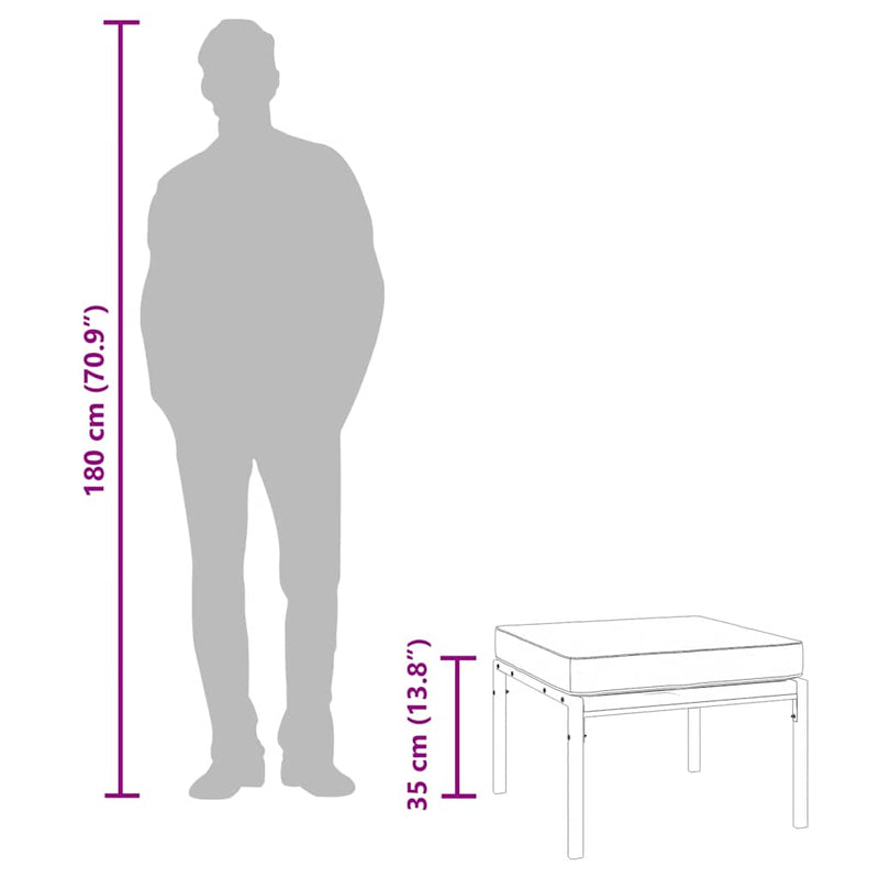 Taburete de grădină cu perne gri, 2 buc., 60x60x35 cm, oțel