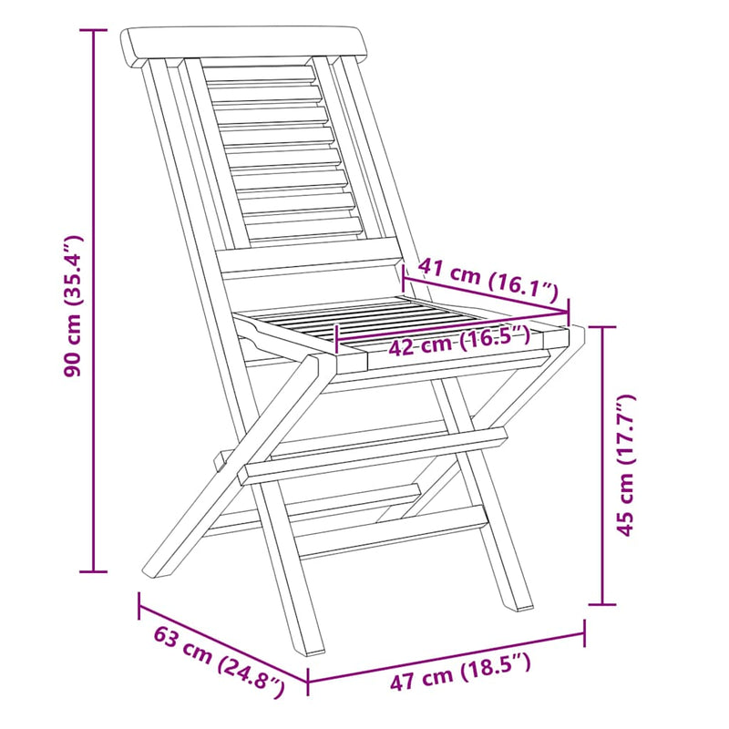 Scaune pliante 2 buc 47x63x90 cm lemn masiv de tec