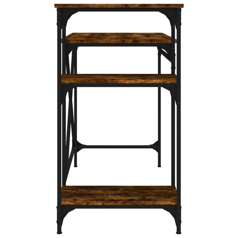 Birou cu rafturi stejar fumuriu 105x50x90 cm lemn compozit/fier
