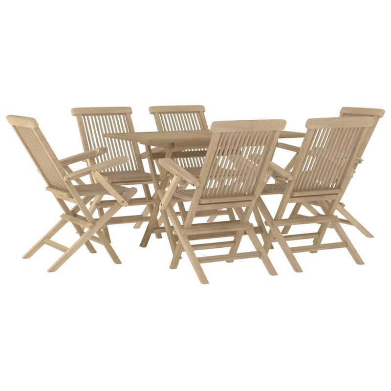 Set mobilier de grădină, 7 piese, gri, lemn masiv de tec