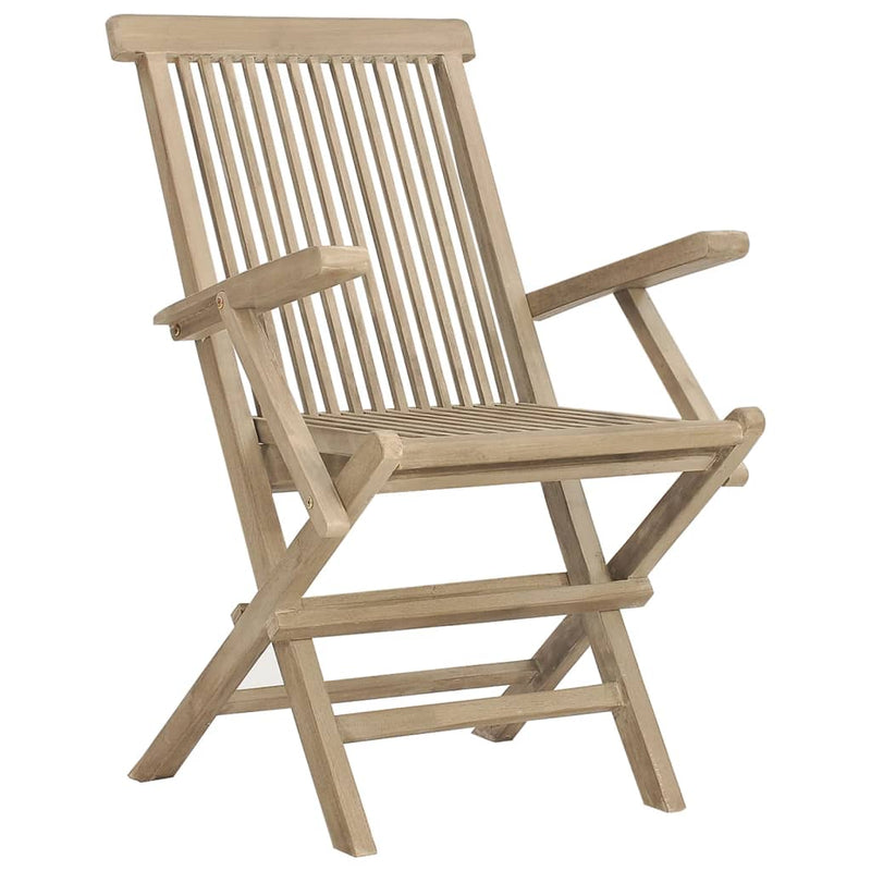Set mobilier de grădină, 7 piese, gri, lemn masiv de tec
