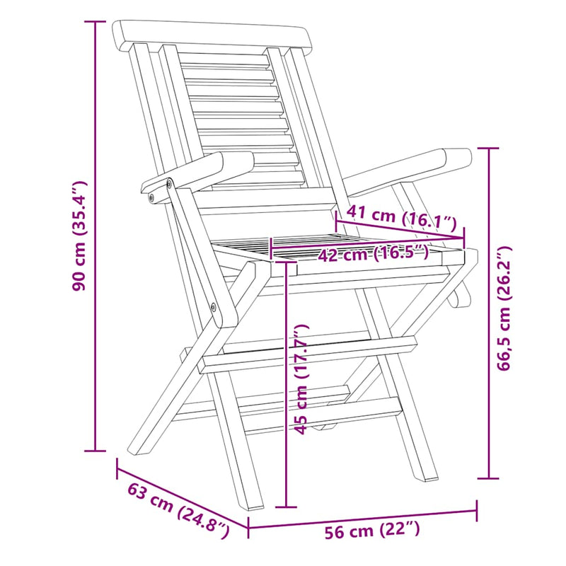 Scaune pliante 4 buc 56x63x90 cm lemn masiv de tec