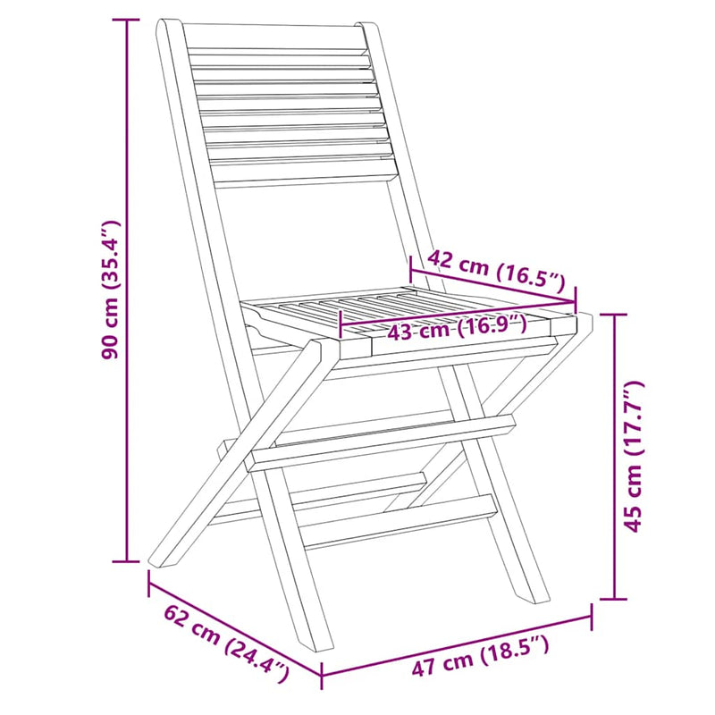 Scaune pliante 8 buc 47x62x90 cm lemn masiv de tec