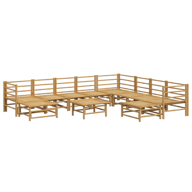 Set mobilier de grădină cu perne gri deschis, 11 piese, bambus