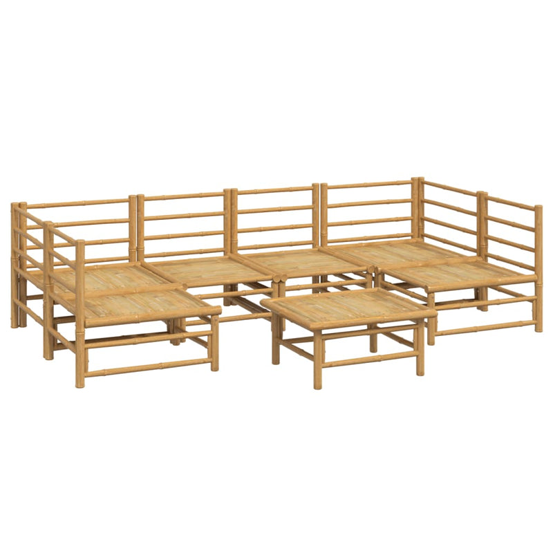 Set mobilier de grădină cu perne gri deschis, 7 piese, bambus