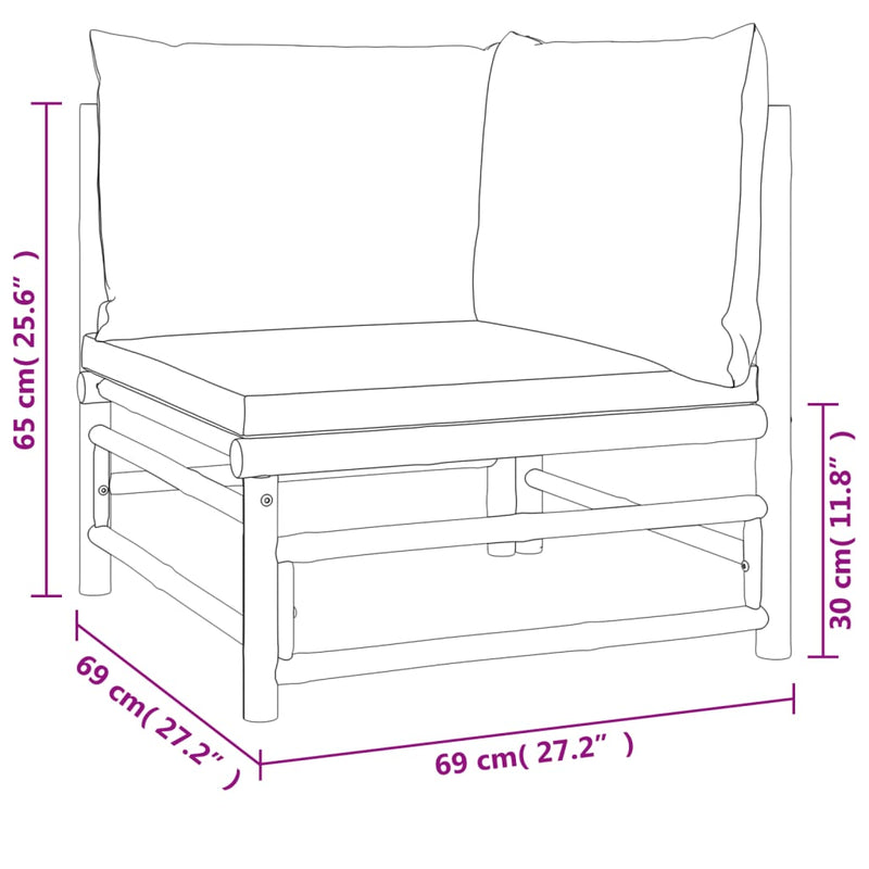 Set mobilier de grădină cu perne verzi, 9 piese, bambus