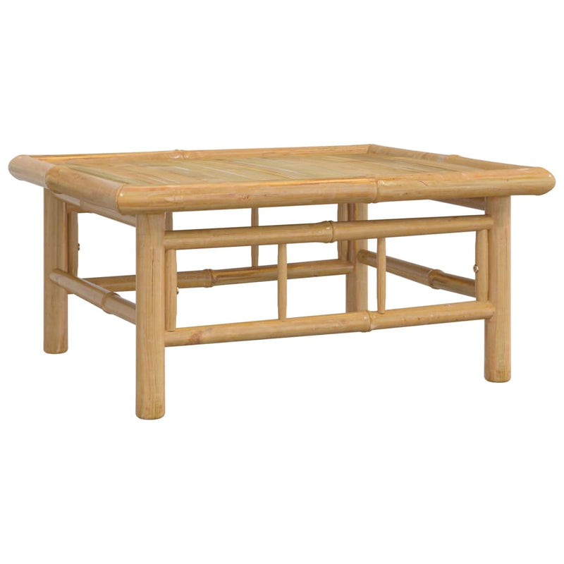 Set mobilier de grădină, cu perne alb crem, 11 piese, bambus