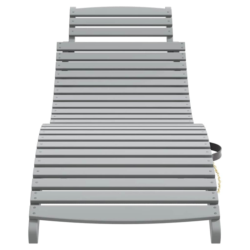 Șezlonguri, 2 buc, gri, 184x55x64 cm, lemn masiv de acacia