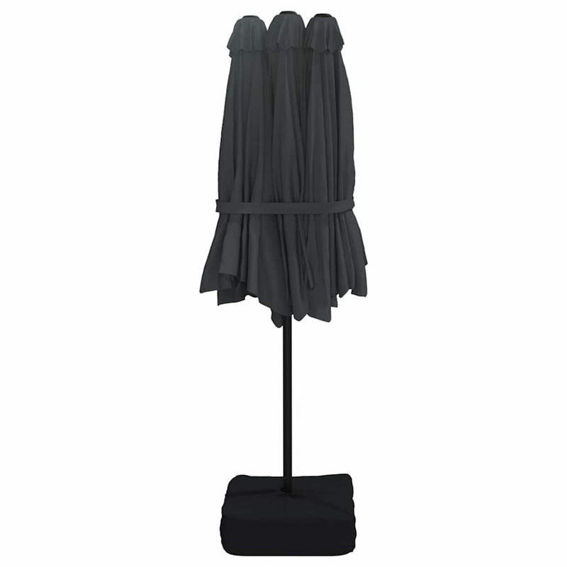 Umbrelă de soare cu două capete, negru, 449x265 cm