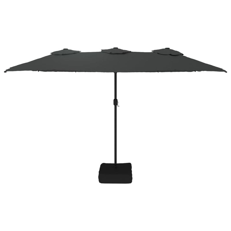 Umbrelă de grădină cu două capete cu LED, antracit, 449x265 cm