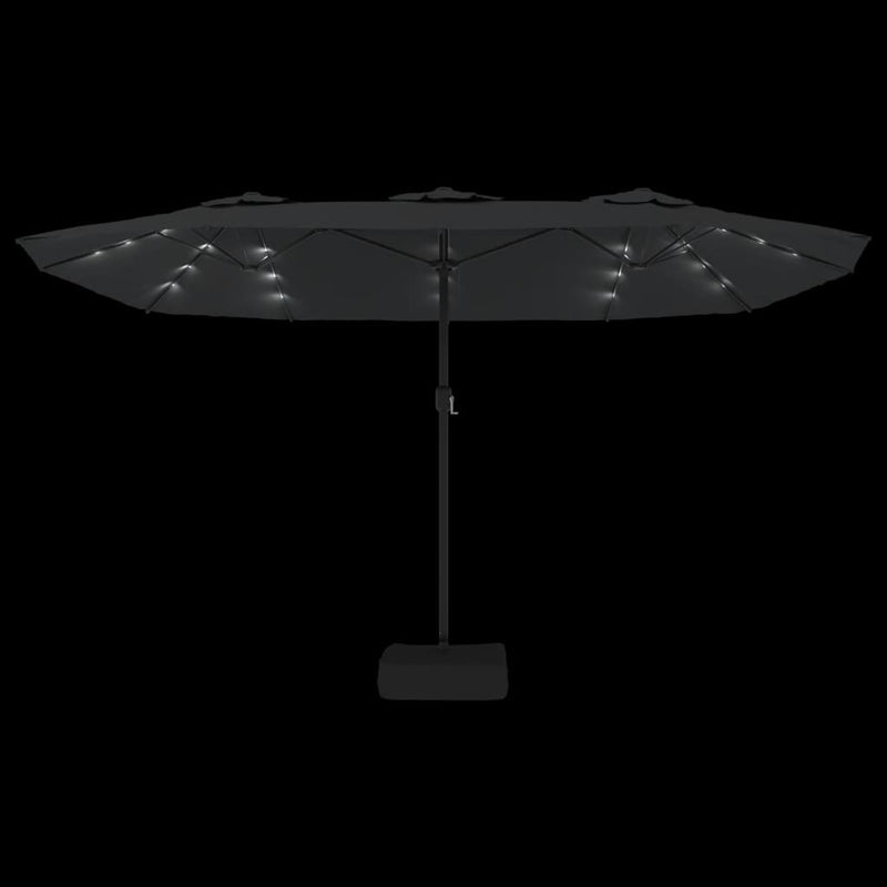Umbrelă de grădină cu două capete cu LED, antracit, 449x265 cm
