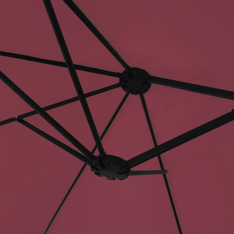 Umbrelă de grădină două capete/LED-uri, roșu bordo, 449x265 cm