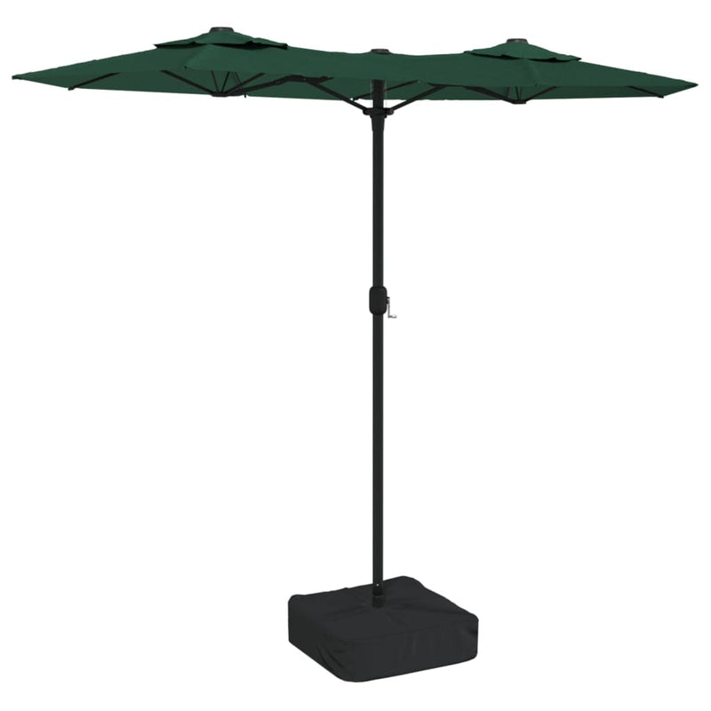 Umbrelă de soare cu două capete, verde, 316x145 cm