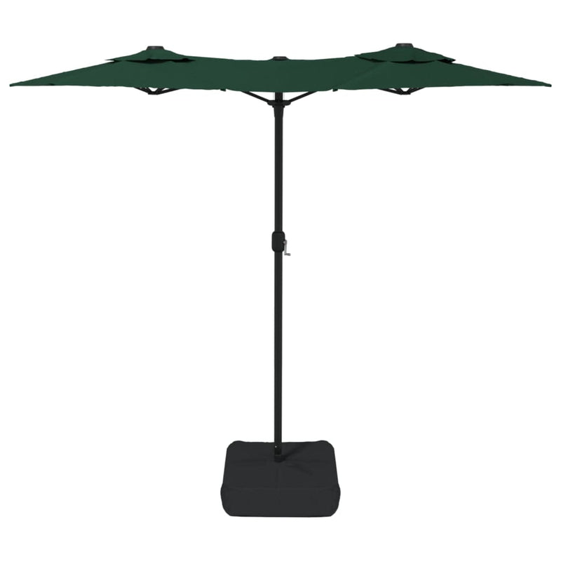 Umbrelă de soare cu două capete, verde, 316x145 cm