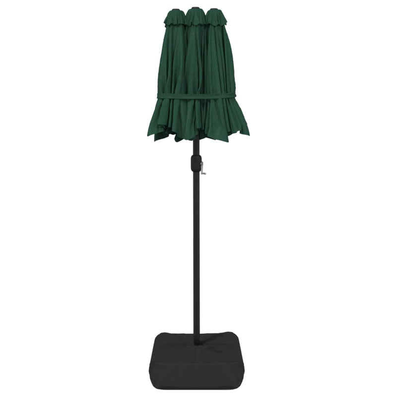 Umbrelă de soare cu două capete, verde, 316x145 cm