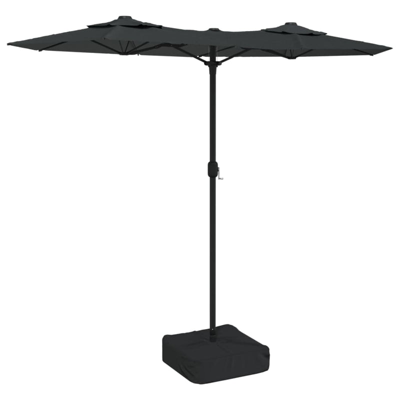 Umbrelă de grădină cu două capete/LED-uri, antracit, 316x145 cm