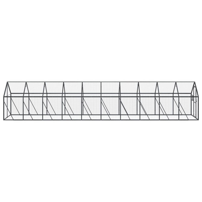 Volieră de păsări, antracit, 1,79x10x1,85 m, aluminiu