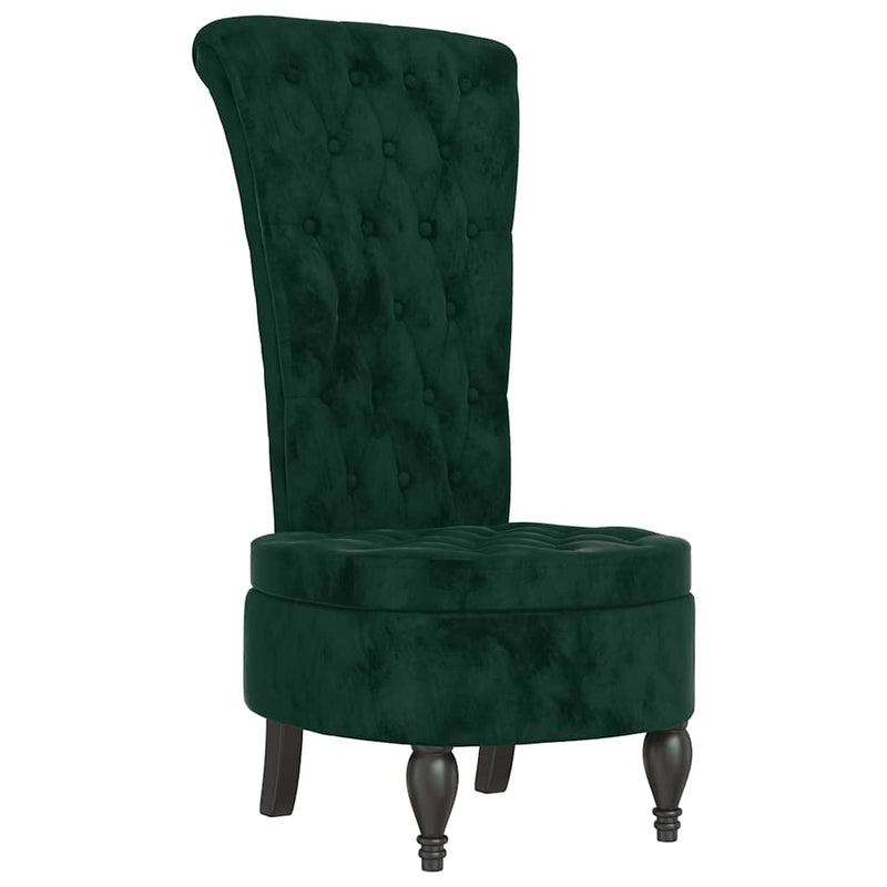 Fotoliu cu spătar înalt verde închis catifea design cu nasturi