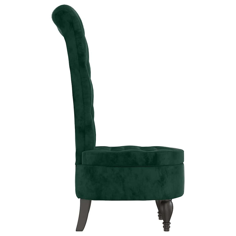 Fotoliu cu spătar înalt verde închis catifea design cu nasturi