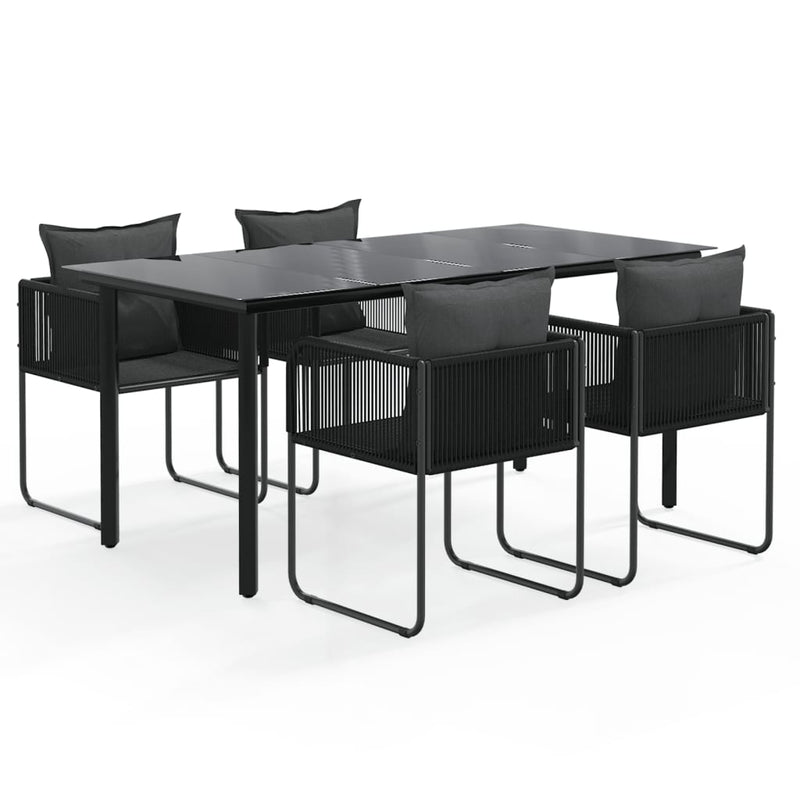 Set de servit masa pentru grădină, 5 piese, negru