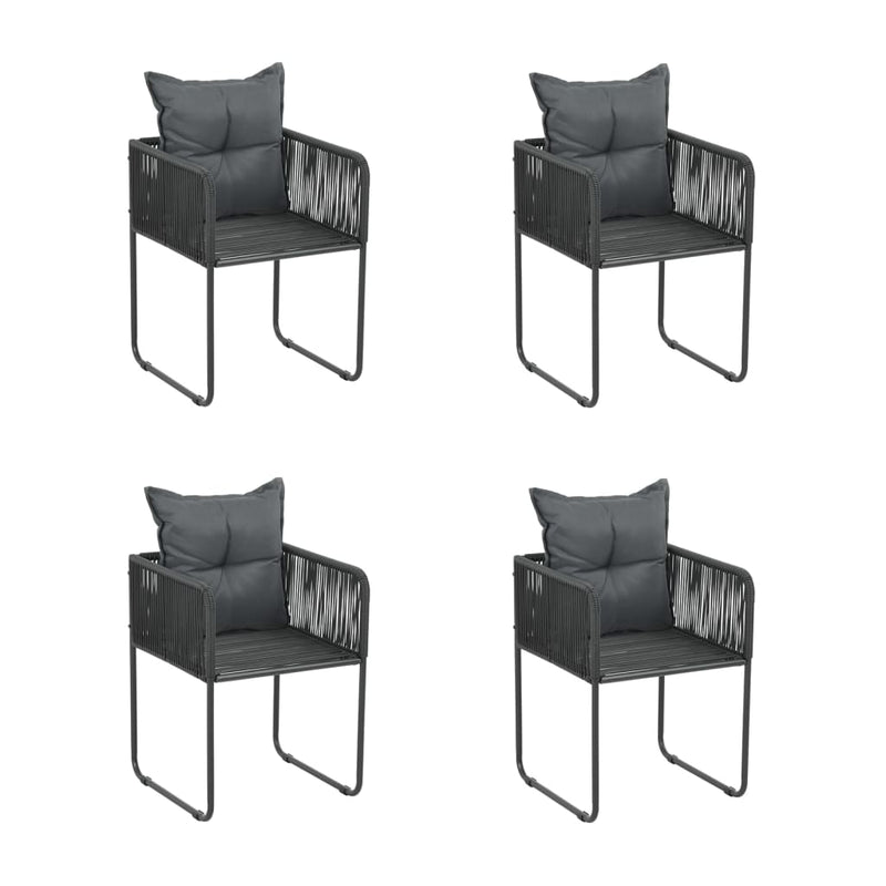 Set de servit masa pentru grădină, 5 piese, negru