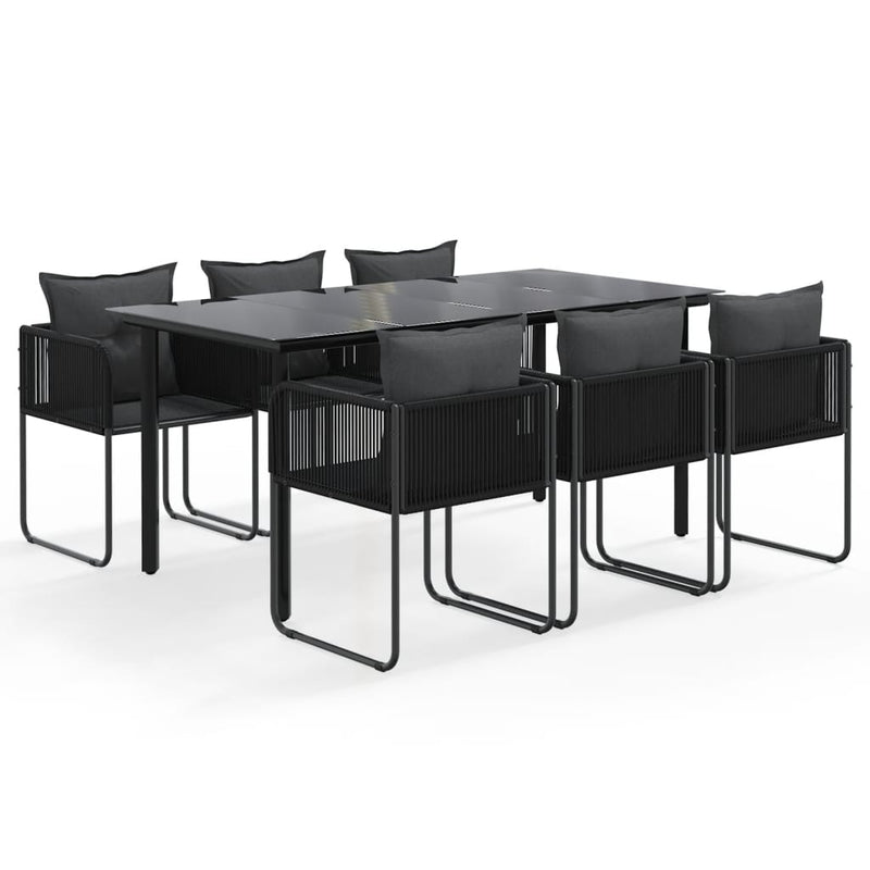 Set de servit masa pentru grădină, 7 piese, negru