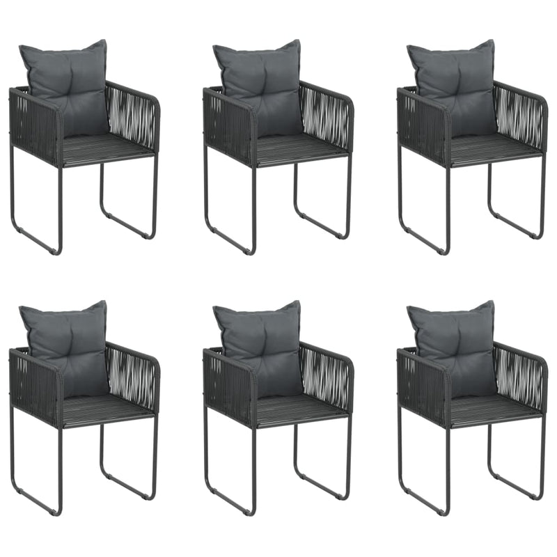 Set de servit masa pentru grădină, 7 piese, negru