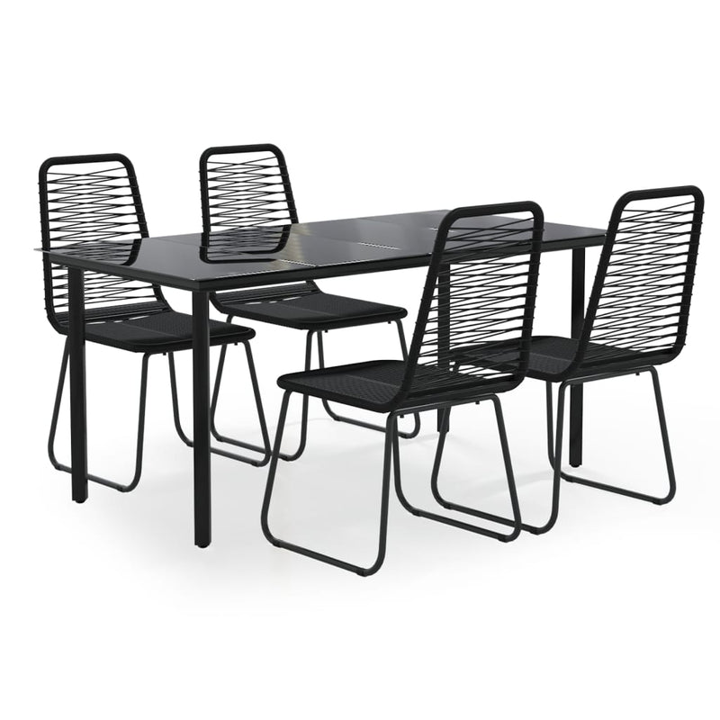 Set de servit masa pentru grădină, 5 piese, negru